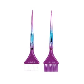 Colortrak The Aurora Collection Wide Color Brushes, Gem-Cut Handle, Tapered End, Stain-Free Metallic Finish, Matches Other The Aurora Collection Products, 2 Pack - 1xFirm Bristle, 1xFeather Bristle