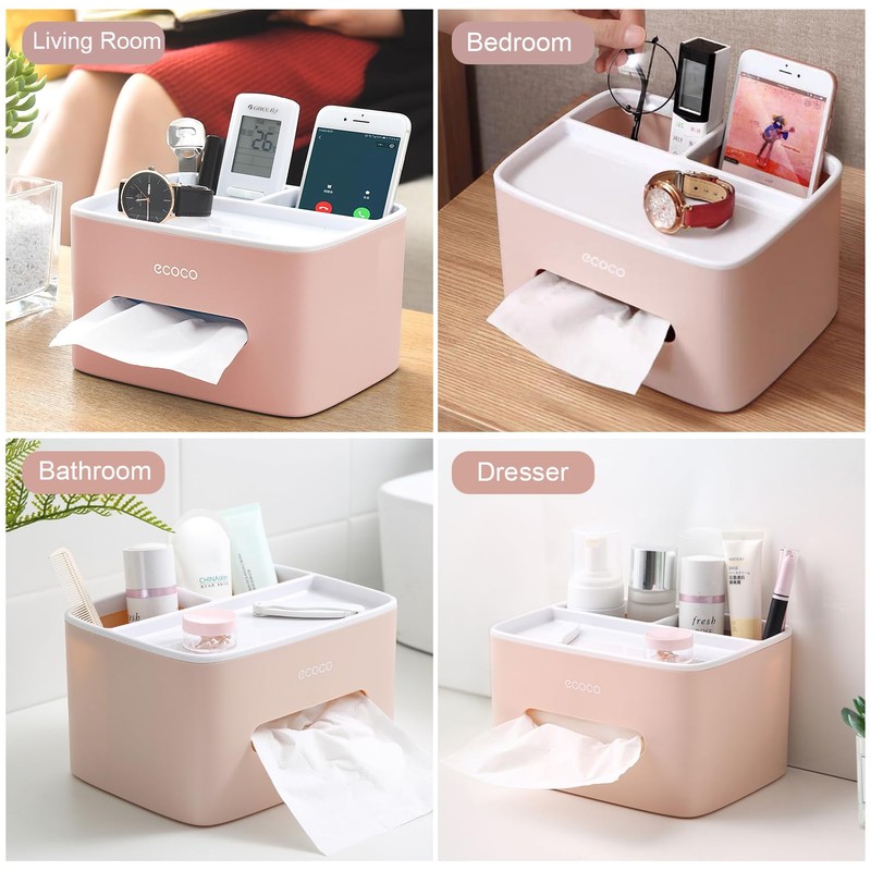 MultiFunctional Tissue Holder Dispenser, Tissue Box Cover with Storage,desktop storage