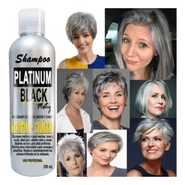 12 Shampoo Matizador Canas Gris Plata 250ml Platinumblack                                                                                             