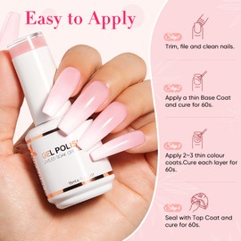 Nicedeco Hema Free Cruelty Free Vegan Gel Nail Polish 2 Pcs 15ml White Pink Color Soak Off LED U V Gel Nail Kit Manicure DIY Home for Women