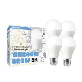 Miracle LED Shroom Grow Indoor LED Grow Bulbs for Oyster, Shiitake, Lions Mane Mushrooms ect. with Ultra Grow 5K Full Spectrum Replace 150W LED Grow Bulbs (4-Pack)
