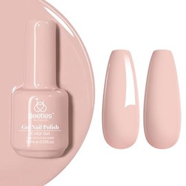 beetles Nude Gel Nail Polish, 1Pcs 0.5Oz 15ml Sheer Pink Gel Polish Light Nude Nail Polish Neutral Soak off Uv Led Lamp Needed Manicure for Home Salon Nail Art DIY Summer Nails