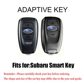 HIBEYO TPU Car Key Fob Cover for Subaru Outback Ascent Forester Crosstrek Legacy with Keychains Smart Remote Car Key Holder, Black, original size