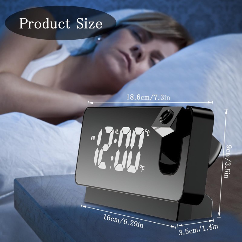 TNSLAND Projection Alarm Clock, Alarm Clock, Radio Alarm Clock with