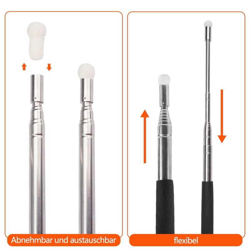 Set of 2 Extendable Pointing Sticks, 100 cm Telescopic Pointing