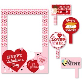 Big Dot of Happiness Conversation Hearts - Valentine's Day Party Selfie Photo Booth Picture Frame & Props - Printed on Sturdy Material
