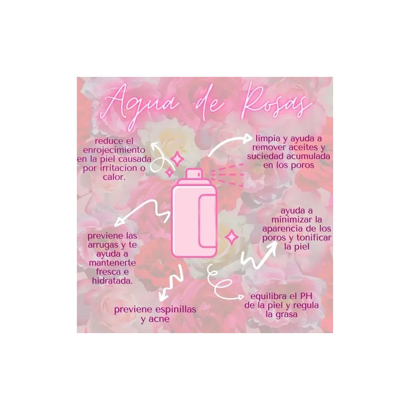 Agua De Rosas Con Agua De Hamamelis Tónico Facial 5