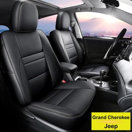 LAONNVIR Car 5 Seat Covers For Jeep Grand Cherokee 2011-2021 Front & Rear Black Cushion