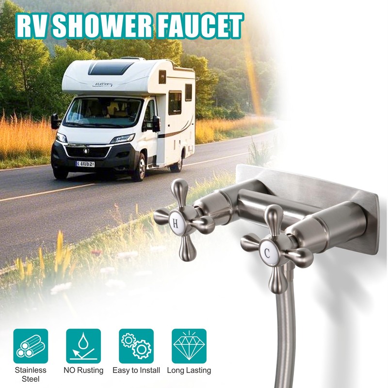 SKOWLL RV Shower Faucet, 4" Wall Mount Outdoor Camper Shower