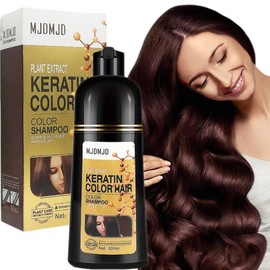 Cherry Brown Hair Dye Shampoo 3 in 1, Instant Hair Dye Shampoo Keratin Color Hair in Minutes, Natural Formula for All Hair Types - Colour: Dark Brown