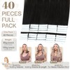 Elailite Tape in Hair Extensions Real Human Hair 40 Pcs