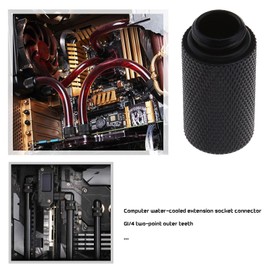 YINETTECH 4 Pieces G1/4 Black Water Cooling Extension Adapter 30 mm Brass with O-Ring Rubber Extended Plate for Computer Water Cooling System