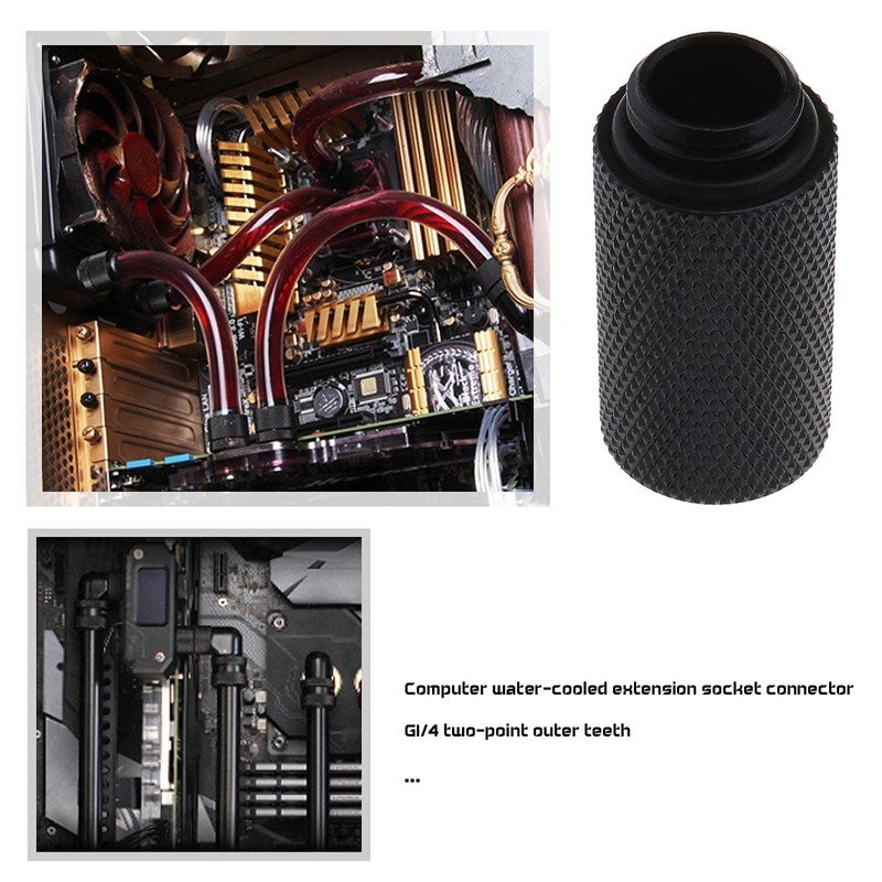 YINETTECH 4 Pieces G1/4 Black Water Cooling Extension Adapter 30