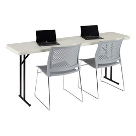 Norwood Commercial Furniture 6 ft Multipurpose Indoor Outdoor Heavy Duty Portable Blow-Molded Plastic Folding Training Seminar Table (18" W x 72" L) Gray