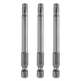 HARFINGTON 3pcs TT30 Security Torx Head Screwdriver Bit 3.15" (80mm) Long 1/4" Hex Shank Magnetic Tamper Proof 6 Point Star Screw Driver Drill Bits S2 Steel Hole Tip Industrial Power Tools