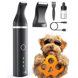 oneisall Dog Paw Trimmer,Corldless Paw Trimmer for Dogs with Double Blades,Quiet 2 Speed Small Dog Grooming Clippers for Paws, Eyes, Ears, Face, Rump