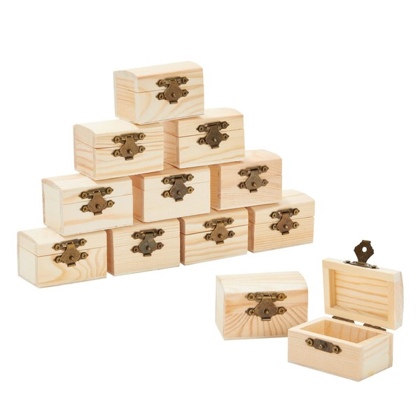 Wooden Treasure Chest with Curved Lid and Metal Clasp, DIY