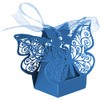 50x Navy Blue Butterfly Laser Cut Favor Boxes Cookie Present