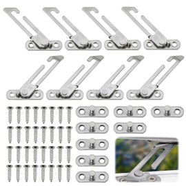 8Pcs UPVC Window Restrictor Locks, 4 Pairs Window Safety Restrictors Windows Restrictor Hook Windows Locks for UPVC Windows Opening Restrictors Security Child Lock Child Safety Locks for Home Office