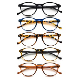 Eyekepper 5-packing Reading Glasses Round Readers for Women Reading +2.50