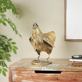 Deco 79 Metal Chicken Decorative Garden Sculpture Patina Garden Statue, Outdoor Sculpture 8" x 13" x 13", Bronze
