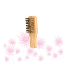 Mikinona Beard Styling Maker Men's Boar Bristle Brush Double-sided Small Comfortable to Hold Wooden Handle Skin-friendly