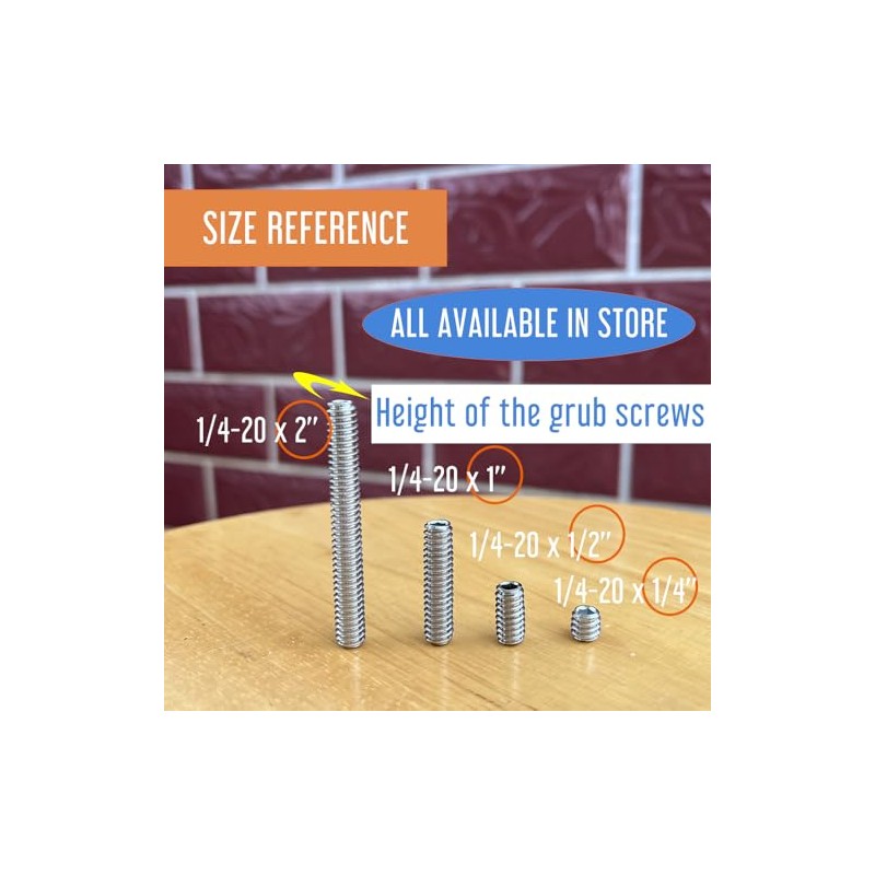 10 Piece 1/4-20 x 2" Stainless Steel Set Screws Cup