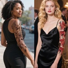 Temporary Tattoos for Men Women 20 Sheets Multi-Colored Mixed Style Temporary Tattoos Stickers for Adults Scary Dragon Fish Tiger Skull Skeleton Fake Tattoos Art Temporary Tattoo Adult