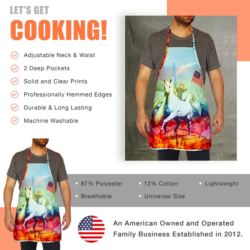 Funny Guy Mugs Pizza Kitchen Apron with Pockets - Adjustable