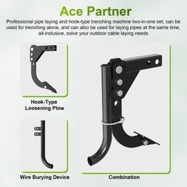 Pipe Layer Attachment and Hitch Mounted Trencher Two-in-One Set, Updated 1.37" Lexible Pipe Layer Fits Any 3-Point Ripper Hitch Lawn Subsoiler for ATV UTV Tractor