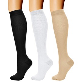 CHARMKING Compression Socks for Women & Men Circulation (3 Pairs) 15-20 mmHg is Best Athletic for Running, Flight Travel, Support, Cycling, Pregnant - Boost Performance, Durability (S/M,Multi 02)