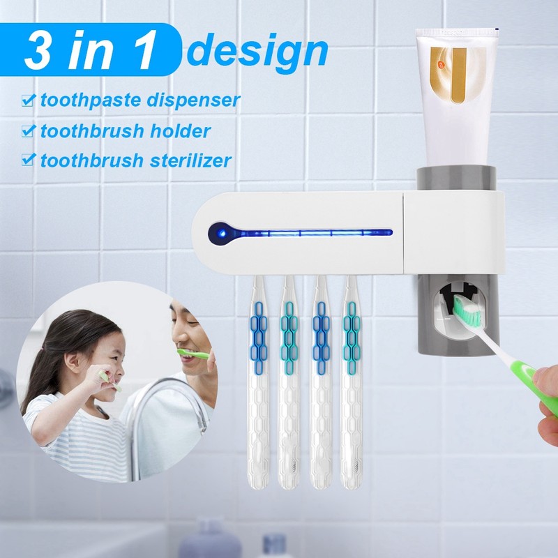 UV Light Cleaning Toothbrush Holder Cleaning Automatic Toothpaste Dispenser