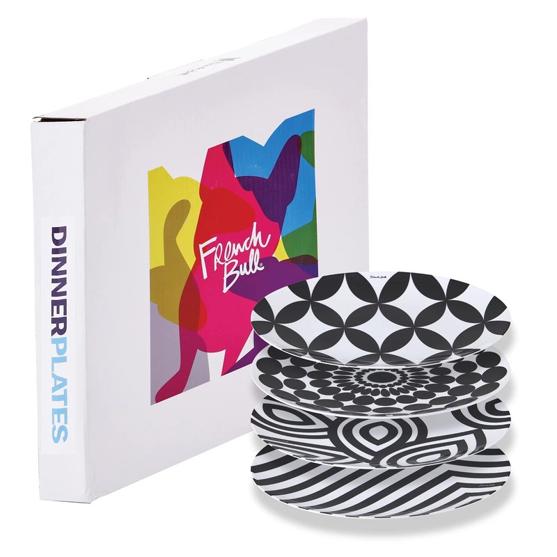 French Bull 12-Piece Dinnerware Set Black & White