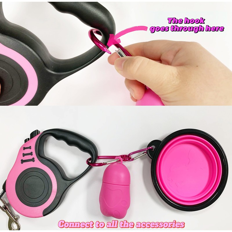 PETIMP Retractable Dog Leash Lightweight 16FT Leash, with Folding Bowl,Dispenser,Waste