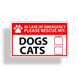 1st Responder Emergency Dog & Cat Rescue Decal Sticker Fireman First Aid Fire Pet