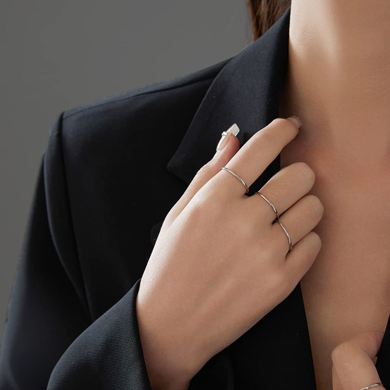 VQYSKO 2PCS 1mm/2mm/3mm14K Gold Filled Rings Stacking Rings for Women