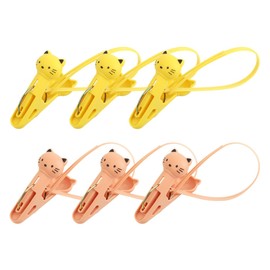 KOYOKOMA Clothespins, Set of 6, Clip, Cord, Prevention, Fall Prevention, Strong Wind, Anti-Slip, String, Cat Animal, Strong Bag Closure, Interior 3D (Yellow x Apricot)