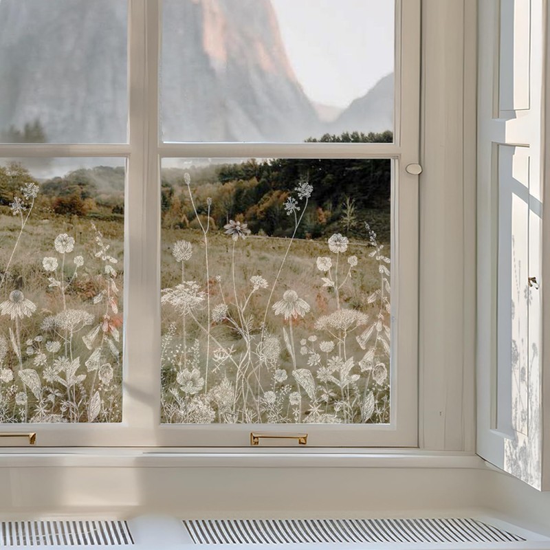 ChicSkin Botanical Etched Glass Transparent Window Film Decorative Glass Window
