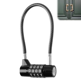 teasteam 4-Digit Cable Combination Lock [Upgraded] with 7 inch(175 mm) Bold Steel Cable Long Padlock Waterproof for Lockers File Cabinets Wardrobes Small Fences Small Sheds Pet Bike Gun Case Door Lock