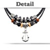 White Fang AZ089 Men's Necklace, Leather, Leather Cord, Equari, Retro