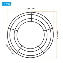 PATIKIL 8 Inch Christmas Wire Wreath Frame, 4 Pcs Metal Round Shape Dream Catcher Rings Macrame Wreath Floral Hoop for Home Car DIY Craft Wedding Wall Hanging Decorations, Black