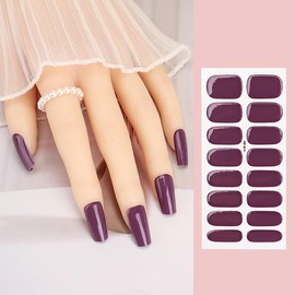 Semi Cured Gel Nail Strips Solid Color Gel Nail Polish Strips Self Adhesive Easy to Apply Purple Nail Stickers for Women DIY Waterproof Manicure Kit Party Nails Decoration Accessories