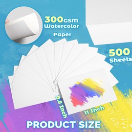 TOUNALKER 500 Pcs Watercolor Paper Bulk, White Cold Press Paper 300 GSM Watercolor Paper Pad Sketch Art Painting Paper for Kids Watercolorist Academy Students Beginning Drawing
