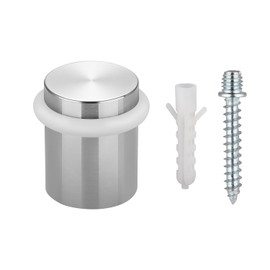 TOPTAKE - Floor Door Stopper Door Stop-Classy Solid Steel Modern Heavy Duty Door Stoppers -Floor Mount Anchor Screw-Wall Protector for Commercial Door(Stainless Steel White, 1.5 Inch)