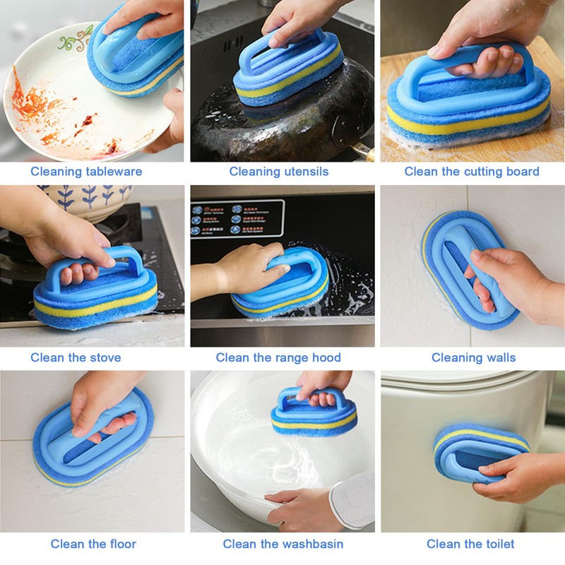 2 Cleaning Sponges with Handle 16.9 x 5.7 x 7.5