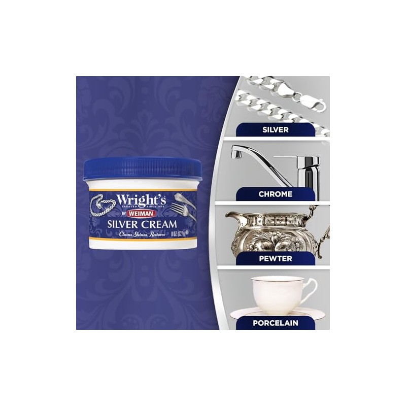 Wright's Silver Cleaner and Polish Cream - 237ml with Polishing