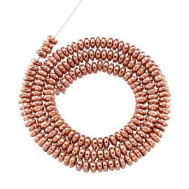 Cheriswelry 180pcs 4mm Flat Round Heishi Spacer Beads Metal Disc Coin Non-Magnetic Synthetic Hematite Loose Beads Charms for Jewellery Making, Bracelet Making, Rose Gold