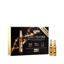 ISDIN Isdinceutics flavo-c melatonin, serum facial reparador de noche con vitamina c, estimula las defensas antioxidantes de la piel, 10 ampolletas