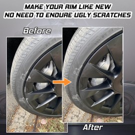 Gloss Black Rim Touch Up Paint, Professional Wheel Paint Scratch Repair Kit Curb Rash, Quick And Easy Alloy Touch Up Paint Pen For Rims, Universal black automotive paint, Rim Protector Prevent Rust