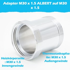 BLUMKRAFT Metal Adaptor for Albert Radiator M30 x 1.5 (Prototype) to M30 x 1.5 for Thermostat/Thermostat Head M30 x 1.5 Male